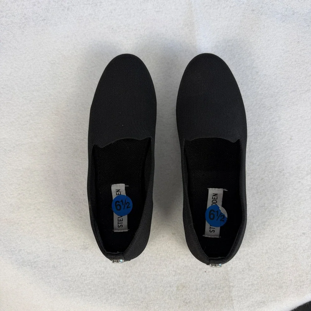 Steve Madden Sabin Black‎ Knit Fabric Slip On Loafers Flats Ballet Womens US 6.5